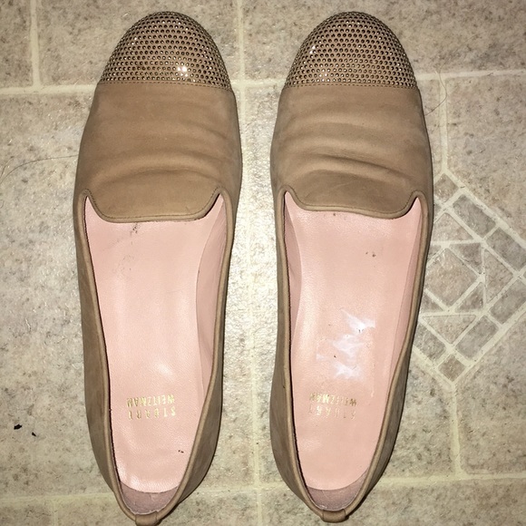 Stuart Weitzman tan std cap toe real suede flats - Picture 2 of 8